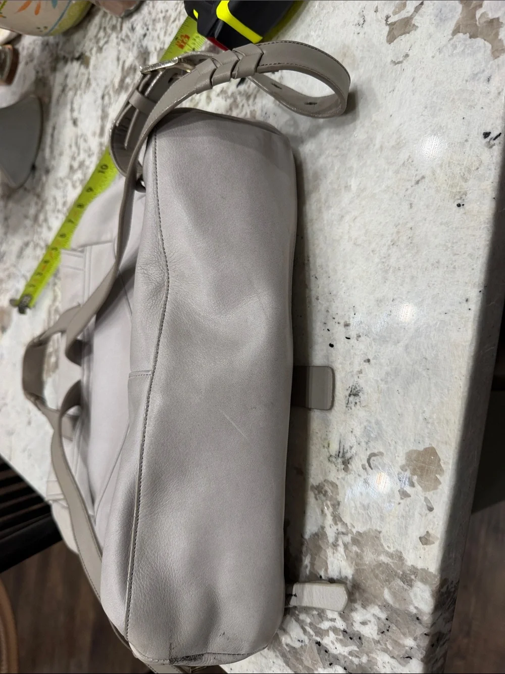 Cole Haan Light greyLeather Backpack with Braided Accents